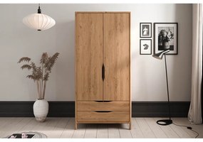 Гардероб от масивен дъб естествен 96x188 cm Twig – The Beds