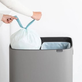 Кош за боклук Brabantia Bo Touch Hi 1001266, 2x30 л, Плътно прилепване към стена, Реглаж на краката, Минерално покритие, Сив