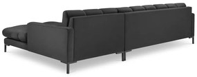 Тъмносив ъглов диван от кадифе , десен ъгъл Bali - Cosmopolitan Design