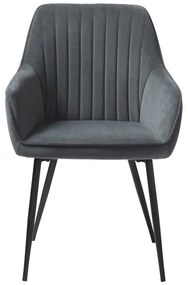 Сиви тапицирани трапезни столове в комплект с подлакътници 2 бр. Nolan Stripe – Unique Furniture