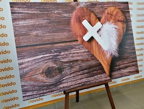 Картина на платно – Кръст на дървено фон