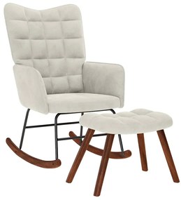 4016852 vidaXL Люлеещ се стол с табуретка, кремав кадифен