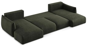 Зелен сгъваем ъглов диван (U форма) Leila – Makamii
