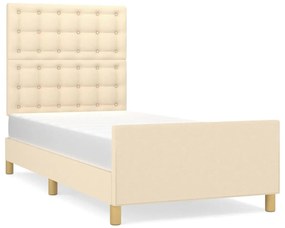 3125362 vidaXL Рамка за легло без матрак, кремава, 100x200 см, плат