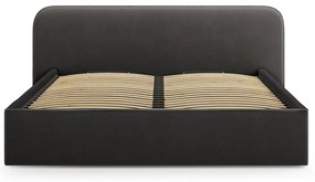 Черно двойно тапицирано легло с място за съхранение с включена подматрачна рамка 200x200 cm Elizabeth – Micadoni