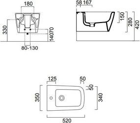 Окачване Биде Nubes/55 GSI White