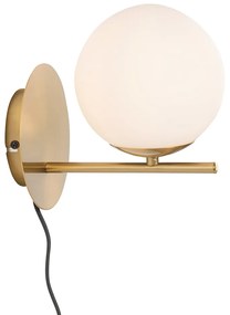 Стенна лампа в стил арт деко златиста и с опалово стъкло - Flore