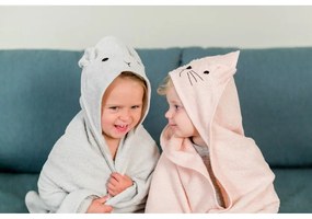 Сива памучна детска хавлия с качулка 76x76 cm Rabbit – Kindsgut