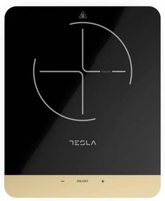 Разопакован: Индукционен котлон Tesla IC401, 2000W, Сензорно управление, LED дисплей, 8 нива на мощност, Черен/Златист