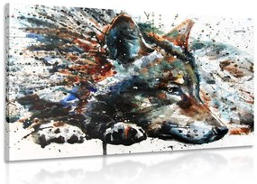 Картина на платно – Вълк в акварелен вариант