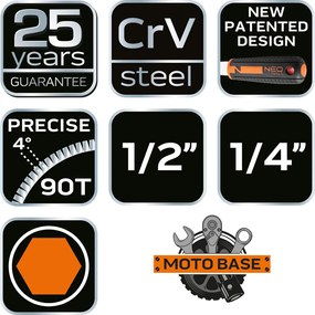 Комплект гаечни ключове 1, 4, 1/2" CrV 94 бр. 10-062
