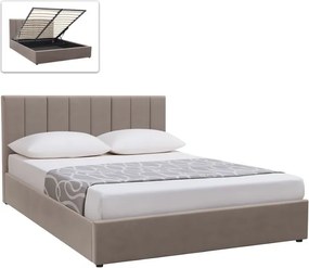 Легло Renata от плат с място за съхранение в бежов цвят 160x200см.