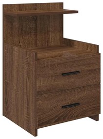 858644 vidaXL Нощно шкафче с 2 чекмеджета, кафяво, дъбово, 40x36,5x62 см