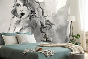 Тапет – Черно-бял женски портрет