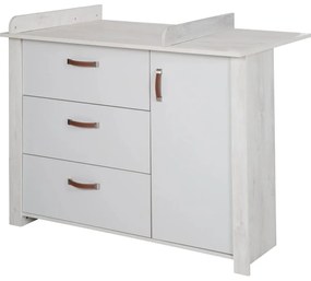 Бял нисък скрин с маса за преповиване 126x99 cm Mila - Roba