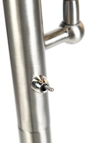 Класическа подова лампа стомана с бял абажур и лампа за четене - Retro