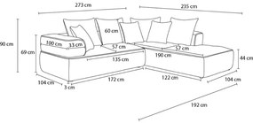 Розов шенилов ъглов диван (десен ъгъл/L форма) Whesley – Bobochic Paris