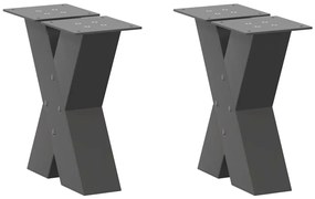 4012934 vidaXL Крака за масичка за кафе, X-образни, 2 бр., антрацит, 40x(30-31) см, стомана