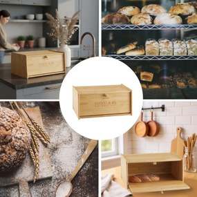 Кутия за хляб Klausberg KB 7933, 39.5 см, Бамбук, Кафяв