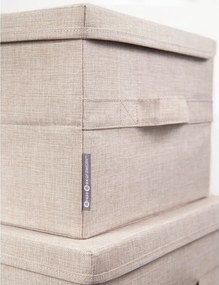 Бежова текстилна кутия за съхранение с капак 40x30x22 cm Soft Storage – Bigso