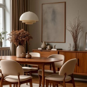 Скандинавска висяща лампа кремава с бял интериор - Loes