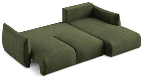 Зелен шенилов сгъваем ъглов диван (десен ъгъл) Leila – Makamii