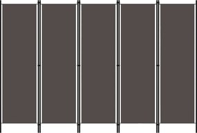 320725 vidaXL Параван за стая, 5 панела, антрацит, 250x180 см