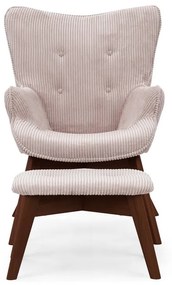 Светлорозов фотьойл с табуретка от рипсено кадифе Niko – Ropez