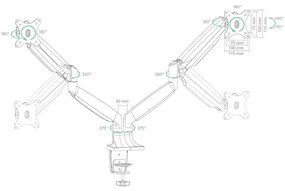 Настолна стойка за 2 компютърни монитора ICY BOX IB-MS504-T