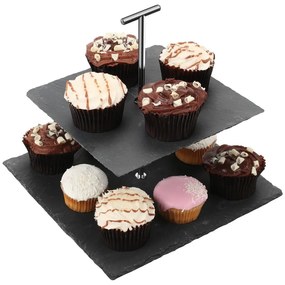 Двуетажна квадратна поставка за торта от шисти Шисти - Premier Housewares