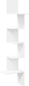 860517 vidaXL Стенен ъглов рафт, бял, 32x32x127,5 см, ПДЧ