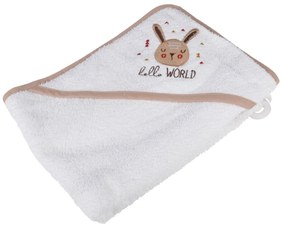 Бяла памучна детска хавлия с качулка 75x75 cm Forest – Bébé Douceur