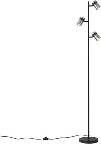 Модерна подова лампа черна с димно стъкло 3 светлини - Gianni