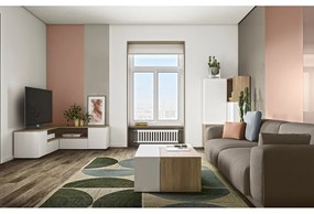 Масичка за телевизор с дъбов декор в естествено бяло 130x46 cm Angle - TemaHome