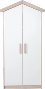 Детски гардероб в дъбов декор в бял и естествен цвят 96x190x50 cm Cabane – Roba