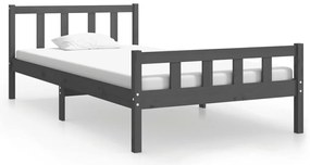 810671 vidaXL Рамка за легло, сива, масивно дърво, 100х200 см