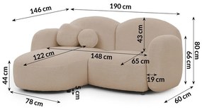 Светлокафяв ъглов диван от прежда с примки от букле (ляв ъгъл) Orbit – Ropez