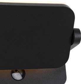 Външна стенна лампа черна с LED регулируема с датчик за движение - Kamile