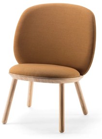 Жълт фотьойл със структура от ясенова дървесина и кожени детайли Naïve - EMKO