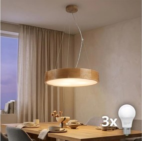 Brilagi - LED полилей на кабел CARVALHO MODERN 3xE27/60W/230V дъб, диаметър 47,5 см