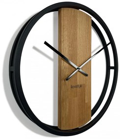 Модерен часовник с диаметър 50 см в комбинация от дърво и метал
