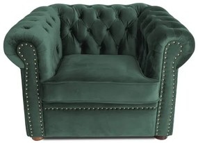 Фотьойл Chesterfield в зелен цвят 94х90х66 см