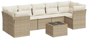 3217288 vidaXL Градински диван с възглавници, 8 части, бежов полиратан