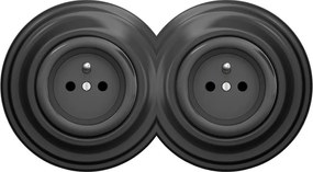 Kliklap - Двоен ретро контакт за дома с рамка 230V антрацит