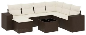 3255250 vidaXL Градински комплект с възглавници, 8 части, кафяв, полиратан