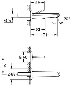 Тоалетна стенен кран Grohe Euпрътisc Joy Cosmopolitan-Length 17 cm.