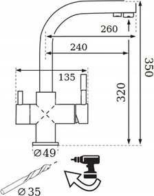 трипътна смесителна батерия черна WYL-3CW-SS.02