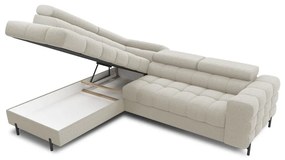 Кремав разтегателен ъглов диван с място за съхранение от букле (ляв ъгъл L форма) Ferucce – ELTAP