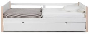 Детско легло от борова дървесина с допълнително разтегателно легло в бял и естествен цвят 90x190 cm Kiara - Marckeric