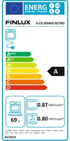 Готварска печка Finlux FLCR 600MD RETRO, 69 л, 4 котлона, 8 програми, 250C, LED дисплей, Таймер, Шампанско